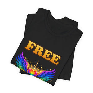 Free Hugs | Rainbow Winged Heart | Deluxe Tee