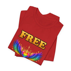 Free Hugs | Rainbow Winged Heart | Deluxe Tee