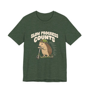 Slow Progress Counts | Hedgehog t-shirt - Zenfull Heart self love and healing affirmation apparel