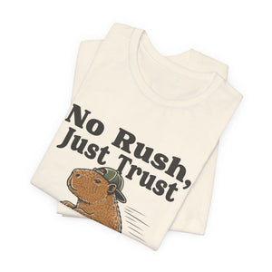 No Rush, Just Trust | Capybara t-shirt - Zenfull Heart self love and healing affirmation apparel