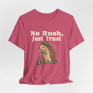 No Rush, Just Trust | Hedgehog t-shirt - Zenfull Heart self love and healing affirmation apparel