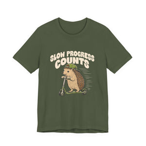 Slow Progress Counts | Hedgehog t-shirt - Zenfull Heart self love and healing affirmation apparel