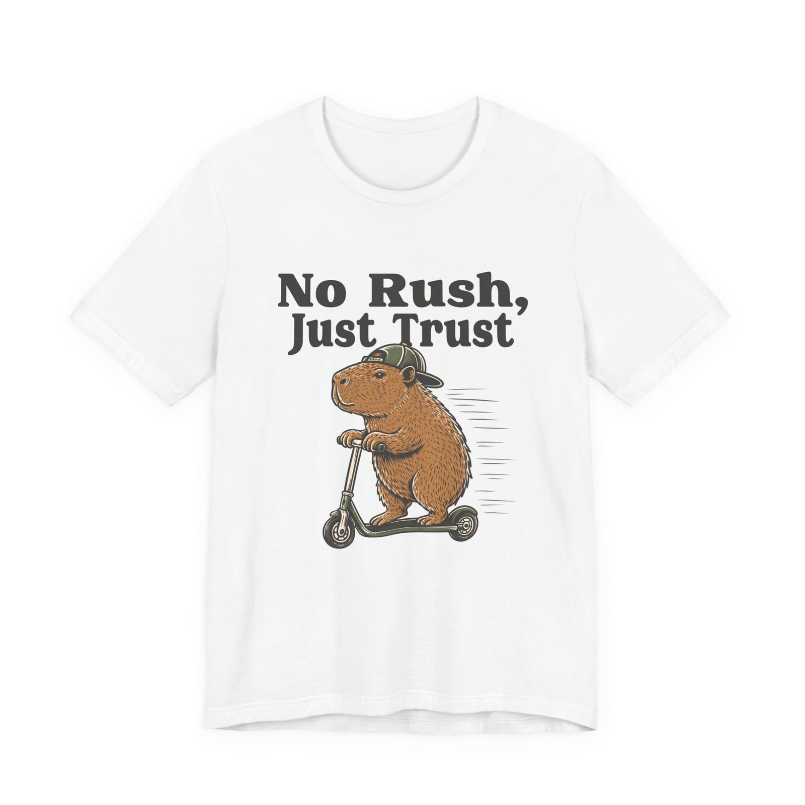 No Rush, Just Trust | Capybara t-shirt - Zenfull Heart self love and healing affirmation apparel
