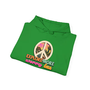 Explore More Worry Less hoodie - Zenfull Heart self love and healing affirmation apparel