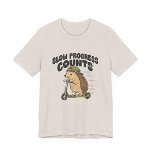 Slow Progress Counts | Hedgehog t-shirt - Zenfull Heart self love and healing affirmation apparel