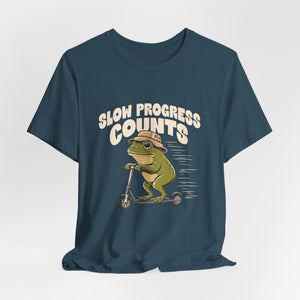 Slow Progress Counts | Frog t-shirt - Zenfull Heart self love and healing affirmation apparel