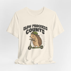 Slow Progress Counts | Hedgehog t-shirt - Zenfull Heart self love and healing affirmation apparel