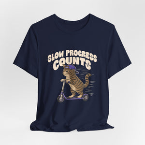 Slow Progress Counts | Cat t-shirt - Zenfull Heart self love and healing affirmation apparel