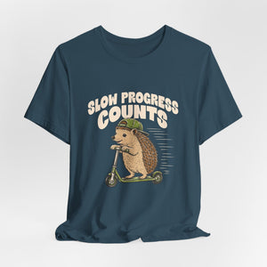 Slow Progress Counts | Hedgehog t-shirt - Zenfull Heart self love and healing affirmation apparel