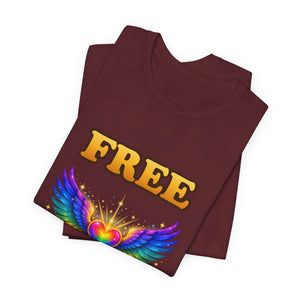 Free Hugs | Rainbow Winged Heart | Deluxe Tee