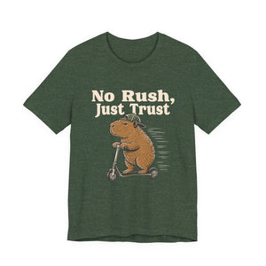 No Rush, Just Trust | Capybara t-shirt - Zenfull Heart self love and healing affirmation apparel