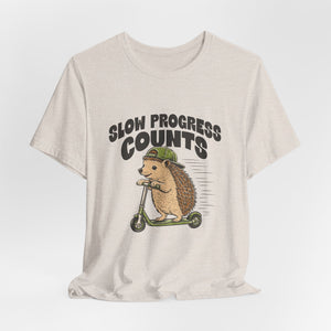 Slow Progress Counts | Hedgehog t-shirt - Zenfull Heart self love and healing affirmation apparel