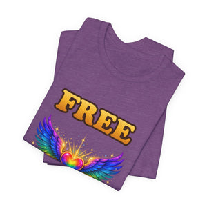 Free Hugs | Rainbow Winged Heart | Deluxe Tee