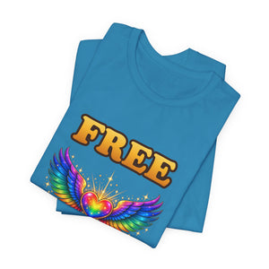 Free Hugs | Rainbow Winged Heart | Deluxe Tee