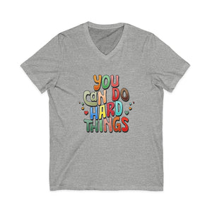 You Can Do Hard Things v-neck shirt - Zenfull Heart self love and healing affirmation apparel