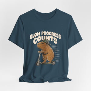 Slow Progress Counts | Capybara t-shirt - Zenfull Heart self love and healing affirmation apparel