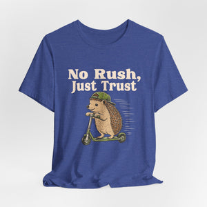 No Rush, Just Trust | Hedgehog t-shirt - Zenfull Heart self love and healing affirmation apparel