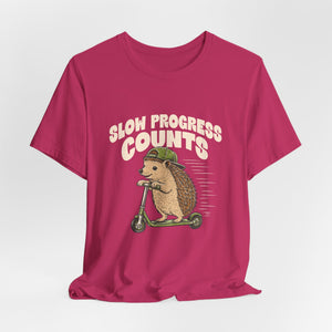 Slow Progress Counts | Hedgehog t-shirt - Zenfull Heart self love and healing affirmation apparel