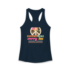 Explore More Worry Less tank top - Zenfull Heart self love and healing affirmation apparel