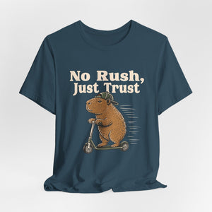No Rush, Just Trust | Capybara t-shirt - Zenfull Heart self love and healing affirmation apparel
