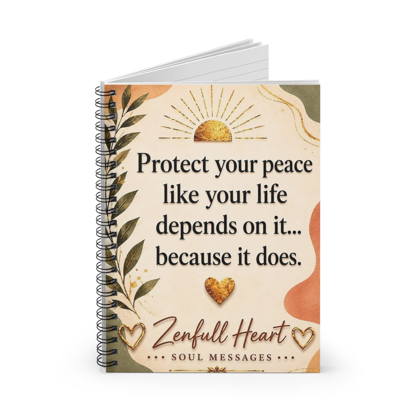 Protect Your Peace Like Your Life Depends On It boundaries journal, front cover, Zenfull Heart