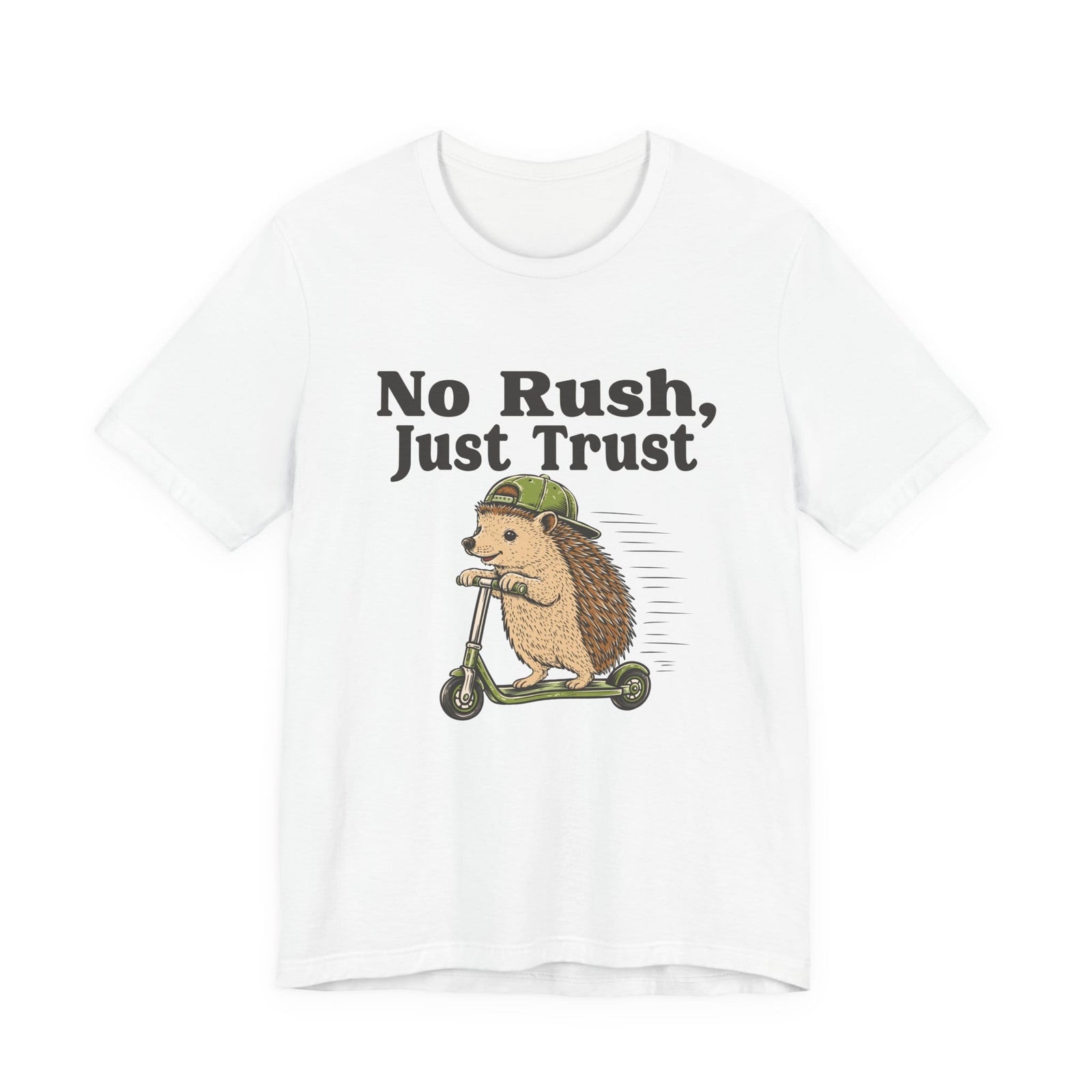 No Rush, Just Trust | Hedgehog t-shirt - Zenfull Heart self love and healing affirmation apparel