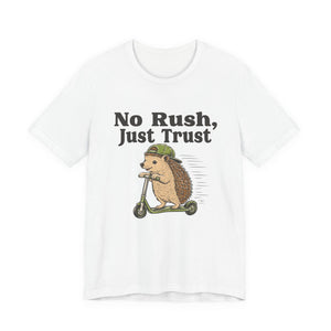 No Rush, Just Trust | Hedgehog t-shirt - Zenfull Heart self love and healing affirmation apparel