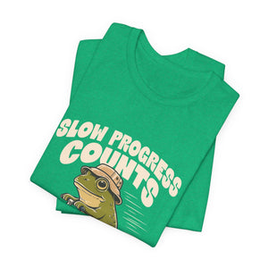 Slow Progress Counts | Frog t-shirt - Zenfull Heart self love and healing affirmation apparel