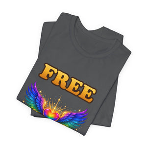 Free Hugs | Rainbow Winged Heart | Deluxe Tee