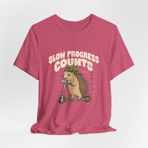 Slow Progress Counts | Hedgehog t-shirt - Zenfull Heart self love and healing affirmation apparel