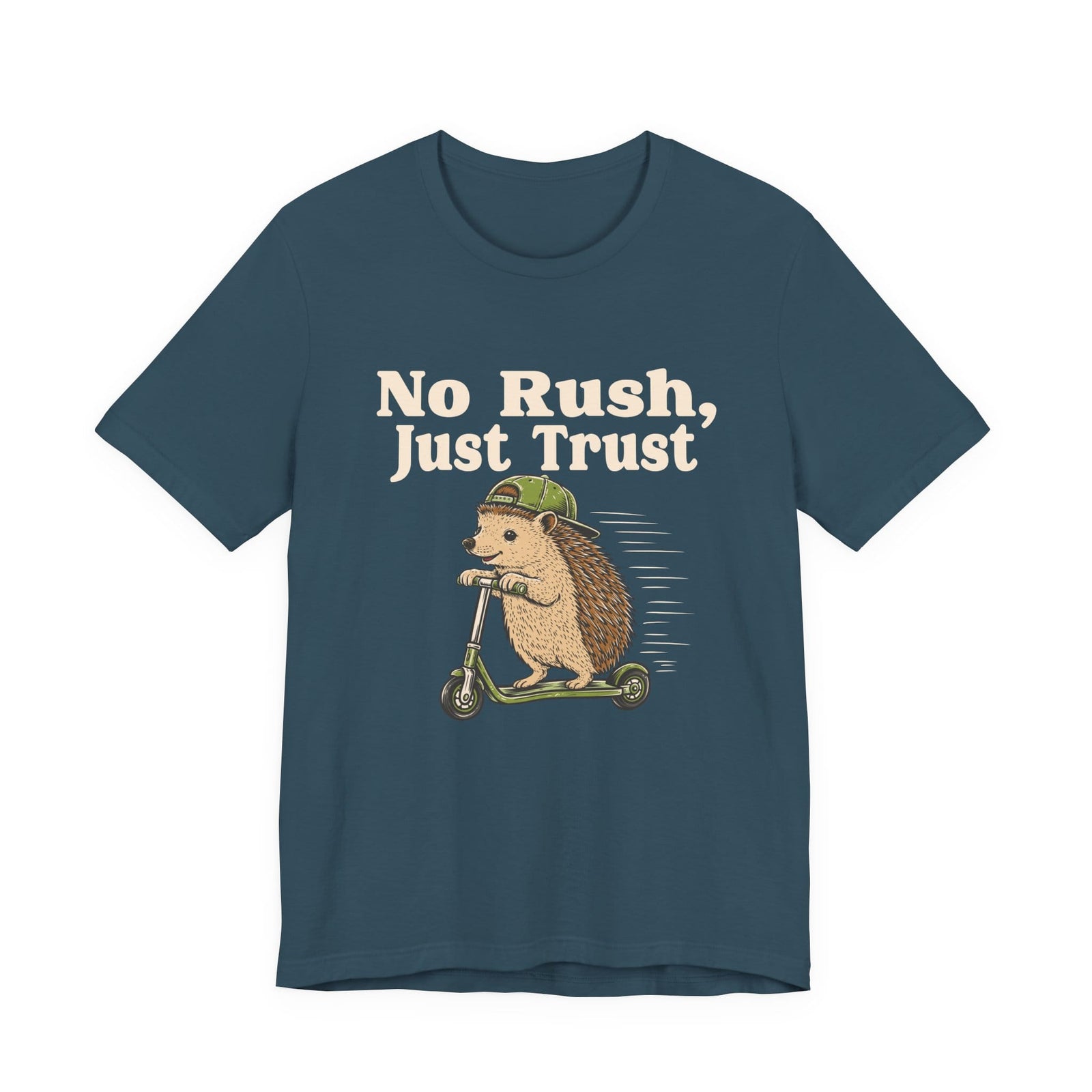 No Rush, Just Trust | Hedgehog t-shirt - Zenfull Heart self love and healing affirmation apparel