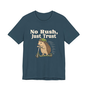 No Rush, Just Trust | Hedgehog t-shirt - Zenfull Heart self love and healing affirmation apparel