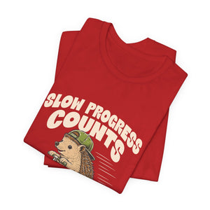 Slow Progress Counts | Hedgehog t-shirt - Zenfull Heart self love and healing affirmation apparel