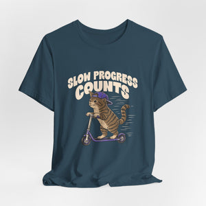 Slow Progress Counts | Cat t-shirt - Zenfull Heart self love and healing affirmation apparel