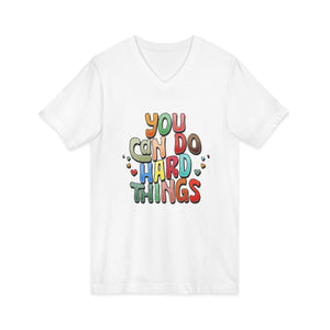 You Can Do Hard Things v-neck shirt - Zenfull Heart self love and healing affirmation apparel