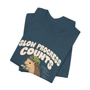Slow Progress Counts | Hedgehog t-shirt - Zenfull Heart self love and healing affirmation apparel