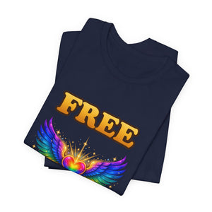 Free Hugs | Rainbow Winged Heart | Deluxe Tee