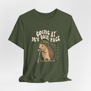 Going At My Own Pace | Hedgehog t-shirt - Zenfull Heart self love and healing affirmation apparel