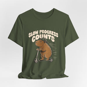 Slow Progress Counts | Capybara t-shirt - Zenfull Heart self love and healing affirmation apparel