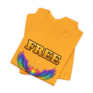 Free Hugs | Rainbow Winged Heart | Deluxe Tee