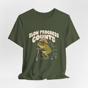 Slow Progress Counts | Frog t-shirt - Zenfull Heart self love and healing affirmation apparel