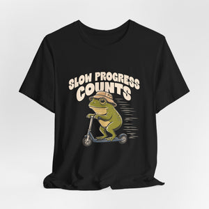 Slow Progress Counts | Frog t-shirt - Zenfull Heart self love and healing affirmation apparel