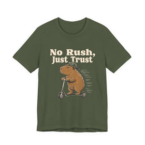 No Rush, Just Trust | Capybara t-shirt - Zenfull Heart self love and healing affirmation apparel