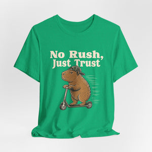 No Rush, Just Trust | Capybara t-shirt - Zenfull Heart self love and healing affirmation apparel