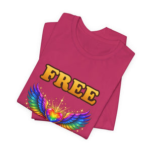 Free Hugs | Rainbow Winged Heart | Deluxe Tee
