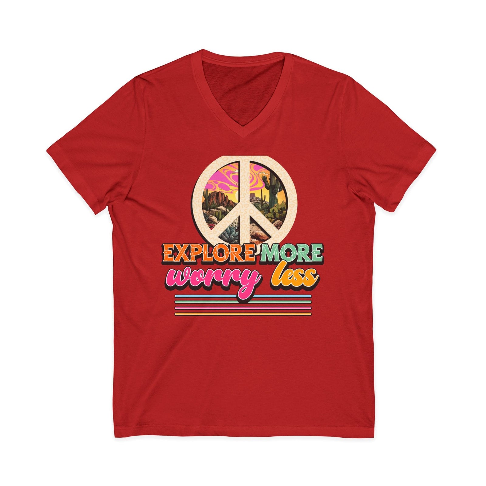 Explore More Worry Less v-neck shirt - Zenfull Heart self love and healing affirmation apparel
