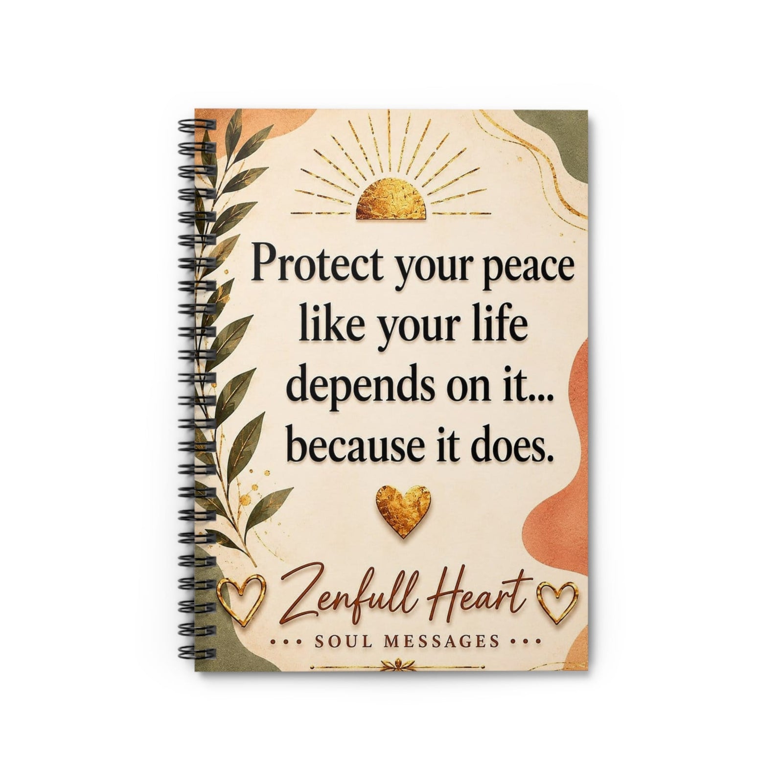 Protect Your Peace Like Your Life Depends On It boundaries journal, front cover, Zenfull Heart