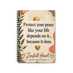 Protect Your Peace Like Your Life Depends On It boundaries journal, front cover, Zenfull Heart