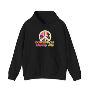 Explore More Worry Less hoodie - Zenfull Heart self love and healing affirmation apparel