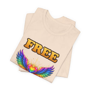 Free Hugs | Rainbow Winged Heart | Deluxe Tee